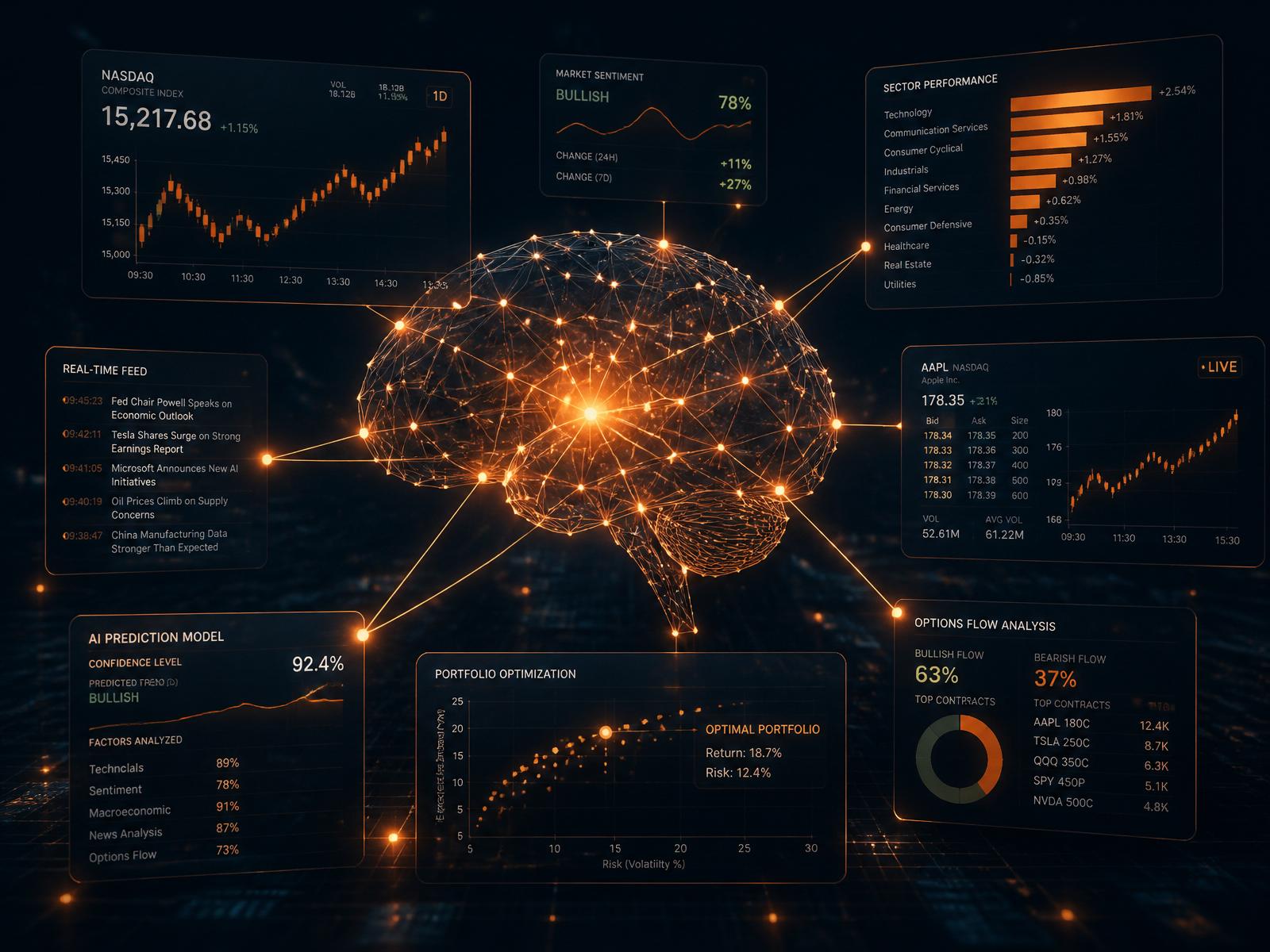 Red neuronal analizando mercados financieros
